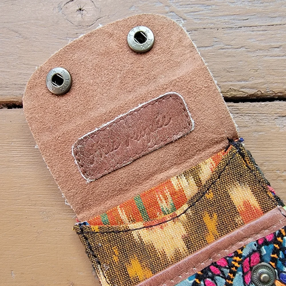 🍄🪬 Free People Boho Embroidered Repurposed vtg banjara hippie Wallet card case